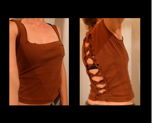 T-shirt marron laçage dos