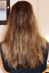 cheveux après shampoing et après shampoing seché à l'air libre