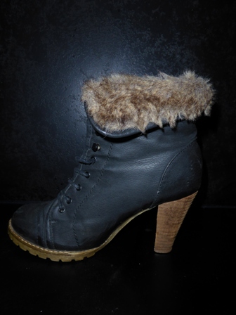 bottines simili cuir fausse fourrure