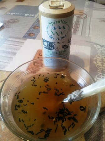 spiruline brindille dans la soupe